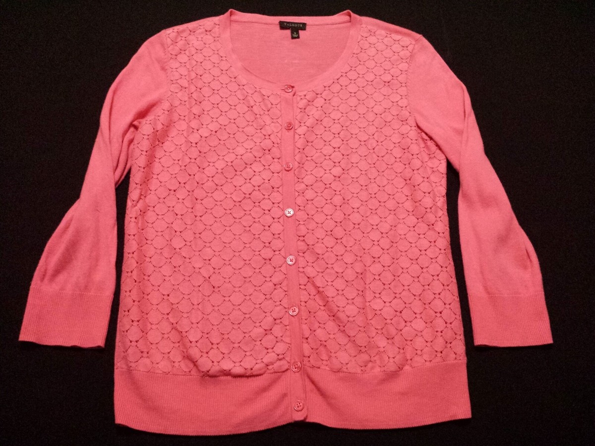 Cardigan Long Talbots Taille S Petite - Bordeaux - Tricot Coton - Occasion Très Bon état