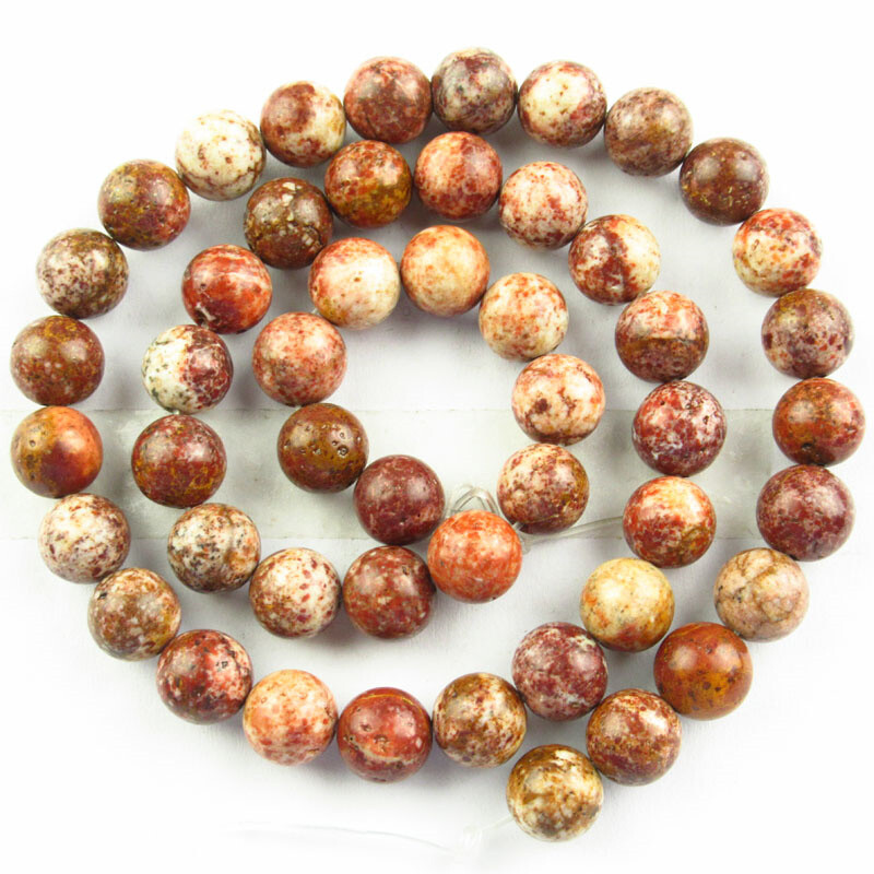 1Strand 8mm Red Leopard Skin Jasper Round Ball Loose Beads