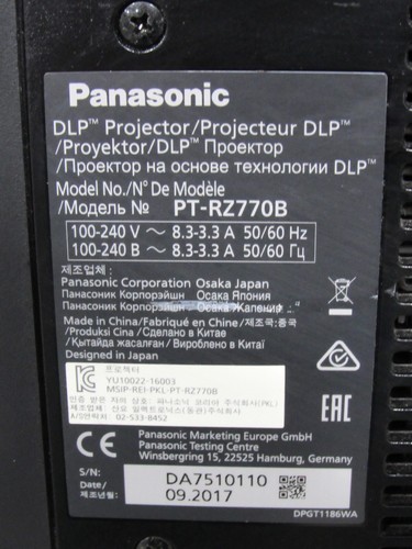 Tested Panasonic PT-RZ770B DLP WUXGA Projector 7000 Lumens 18603 Lamp Hours - Picture 3 of 13