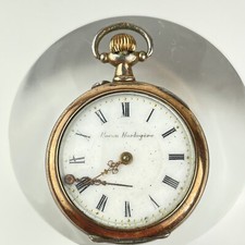 Antik massiv silber rosévergoldet Union Horlogere Anhängeruhr A/F Reparatur 3cm