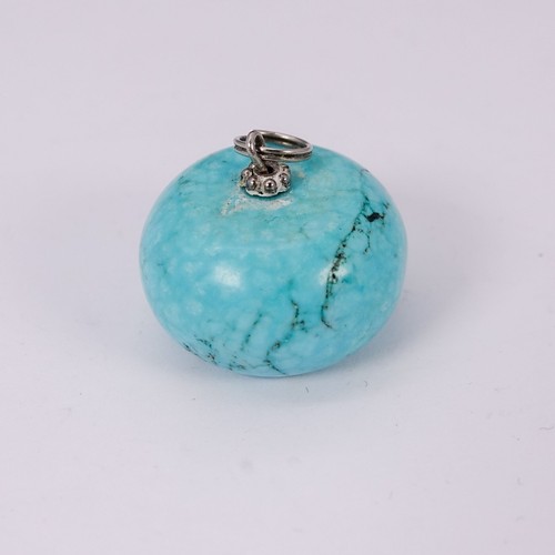 Big Round Faux Turquoise Blue Charm Dyed Howlite Heavy Stone Dangle Aztec Tribal - Picture 5 of 8