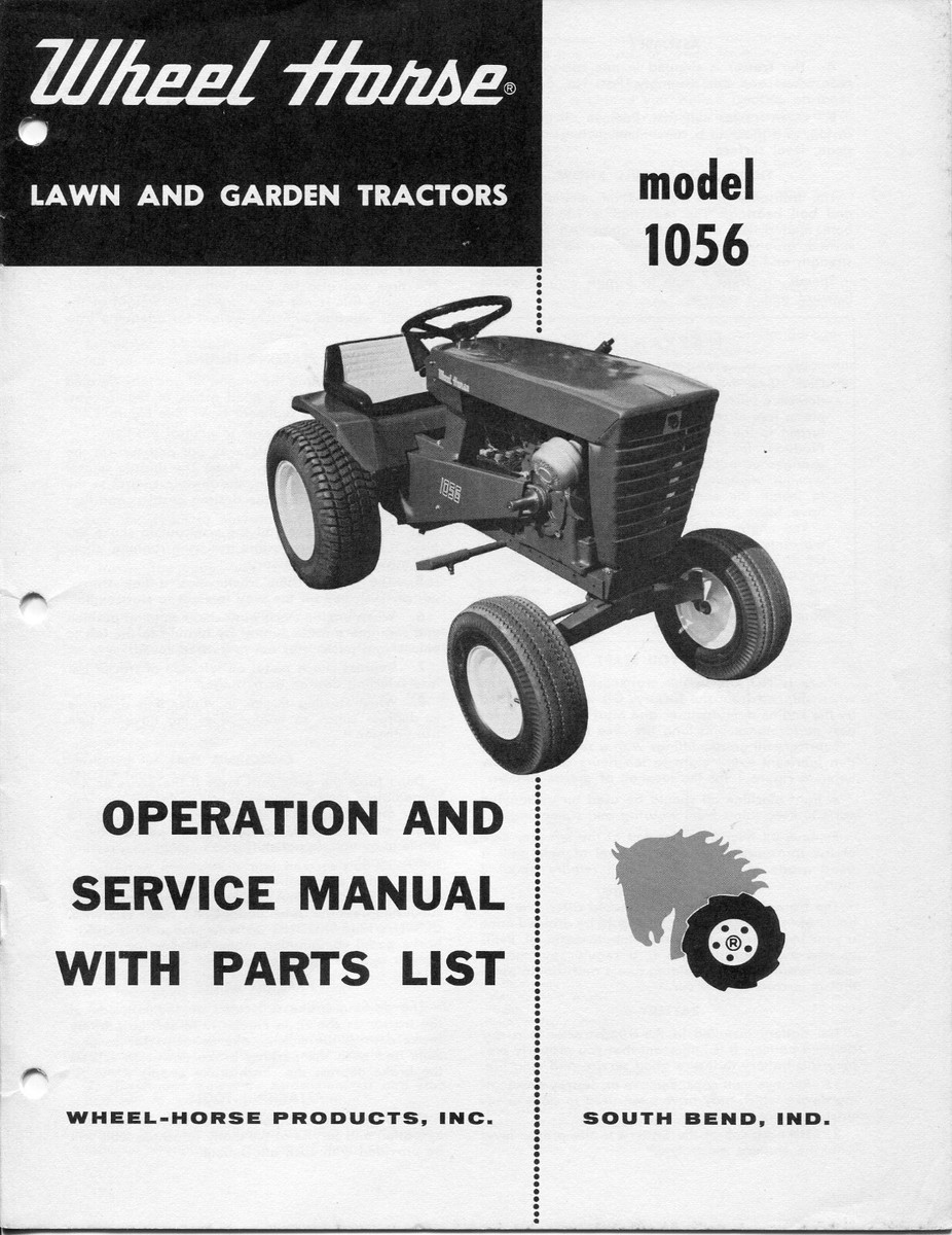 Wheel Horse Tractor Operator Service Manual Full Parts List Diagram Model  1056