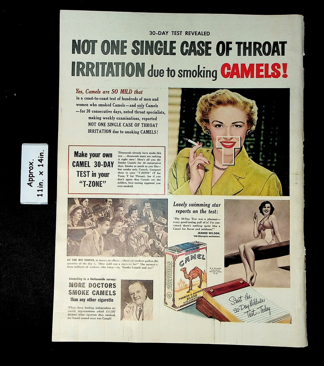30 cigarettes a day 1949 Camel Cigarettes 30-Day Test Men & Women tests 