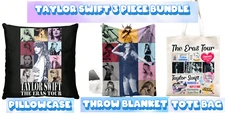 Taylor Swift Eras Tour 3 Piece Bundle Throw Blanket Pillowcase Travel Tote Bag