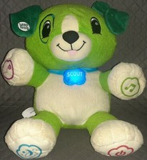 LeapFrog My Pal Scout Green Dog Plush Interactive Learning Toy Talks lights Up