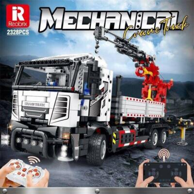  MOC RC Motorized Crane Truck Bricks Model Kids DIY Toy Building Blocks Set