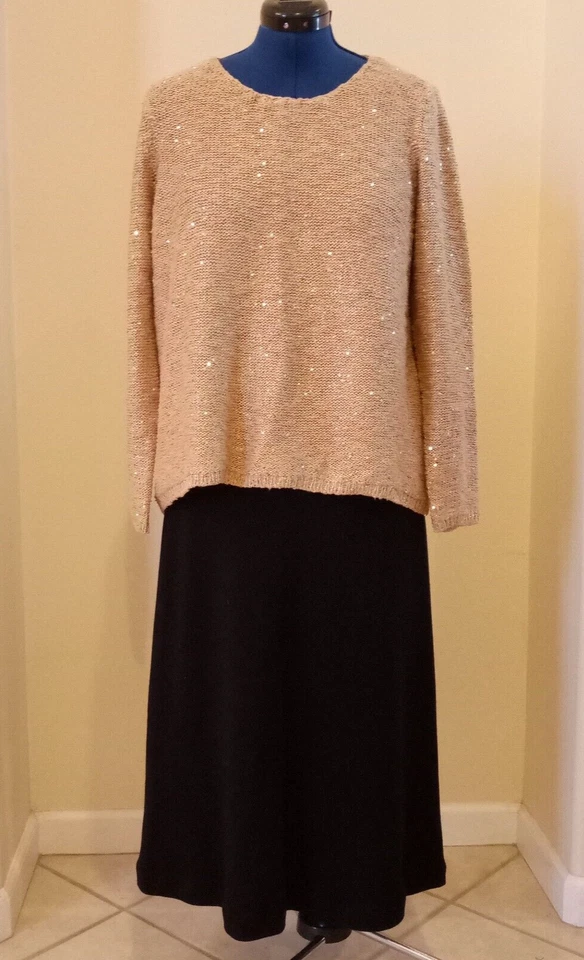 Suéter Chico's Lentejuelas Dorado Brillante Navidad Año Nuevo Mujer Talla 3 Foto 4 de 4