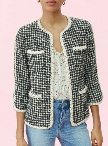 Rebecca Taylor Graphic Tweed Jacket, Black / Regular 10 (M)