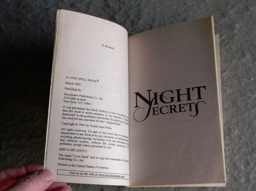 NIGHT SECRETS Norah-Jean Perkin PARANORMAL ROMANCE LoveSpell Paperback 2002 - Picture 6 of 7