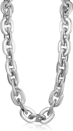 Collar de cadena de eslabones cubanos de plástico grueso acrílico grande hip hop plateado 32 pulgadas 80 cm - Imagen 2 de 6