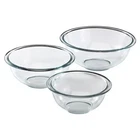 Pyrex Glass Mixing Bowl Set 3-Piece Kitchen Salad Meal Preparation Mixing Bowls