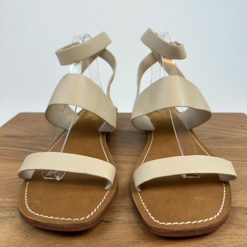 New NWOB Womens Franco Sarto Tanara Ivory Leather Ankle Strap Sandals Size 11 M - Picture 4 of 8