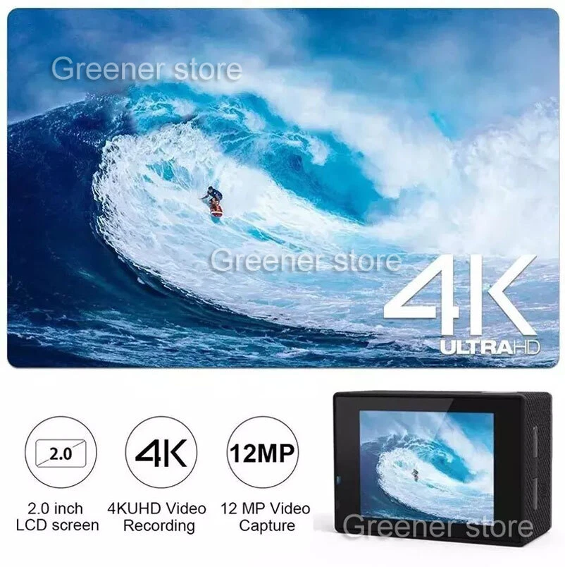 4K WiFi Action Camera Waterproof Sports Riding Camera HD 1080P Screen Underwater - Image 3 of 4