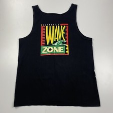 Vintage Mens Wave Zone Retro Softee Graphic Black Tank Top Size XL Made in USA