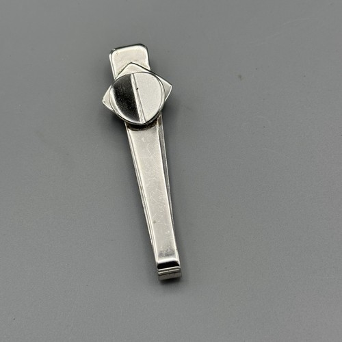 Vtg Resta Tie Bar Clip Clasp Silver Tone Pilots Unisex Retro Hollywood 2.75" L - Picture 6 of 6