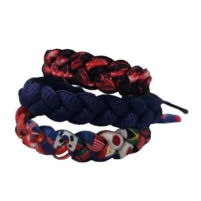 Rastaclat Shoelace Bracelet Lot Of World Flags Black Red Navy