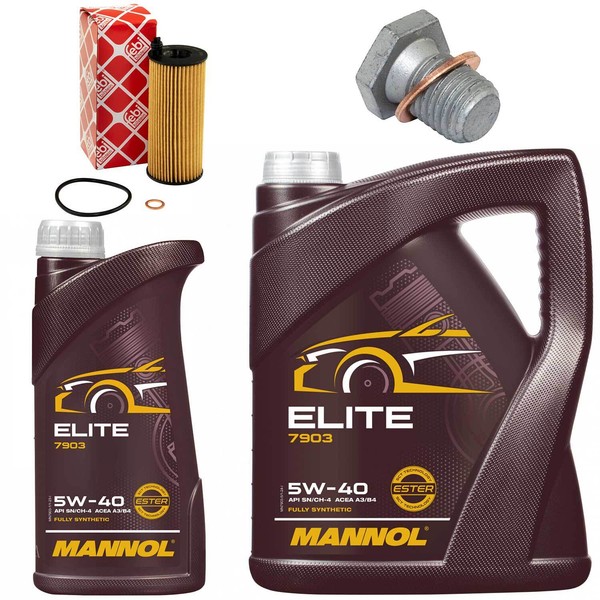 MotoröL Filter Set Mannol 5W40 API 6 Liter + Schraube FüR BMW 3Er 320D E90 E91-image