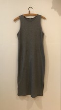 Mango Sleeveless Glitter Knit Midi Shift Dress In Grey/Silver, Size S 