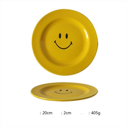 Yellow Cartoon Smile Print Dinnerware Set Home Tableware Ceramic Bowl Plate Mug - 第 18/18 張圖片