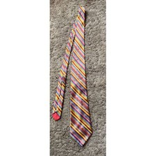 Vtg Wemlon by Wembley Striped Tie Purple Red Bkue Gold Yellow