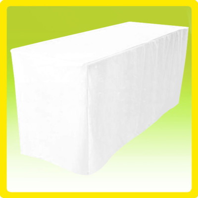 5' Fitted Tablecloth Wedding Banquet Event Table Cover  - WHITE
