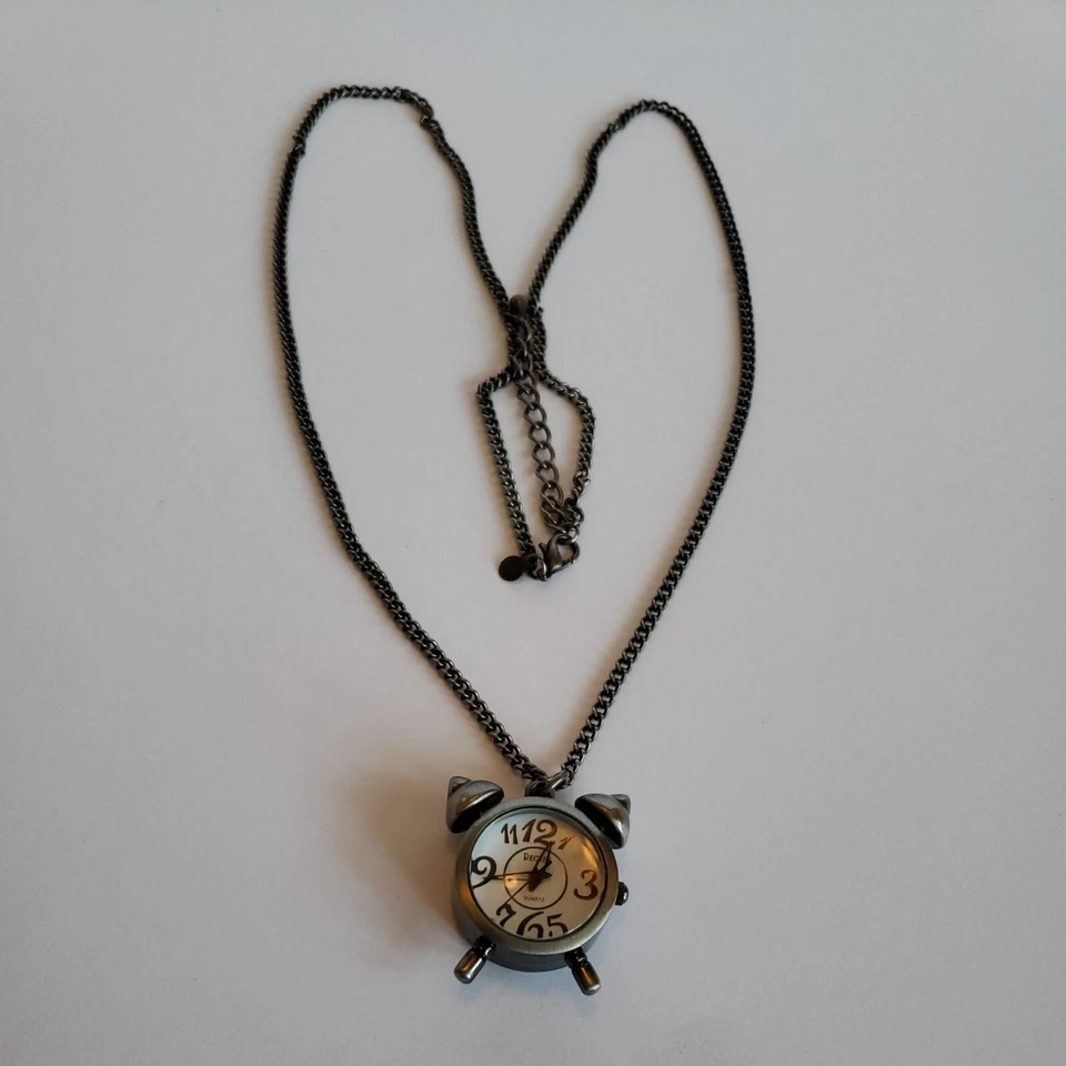 Decree Alarm Clock Shaped Necklace New Battery Quartz Pre-Owned - Image 2 of 4