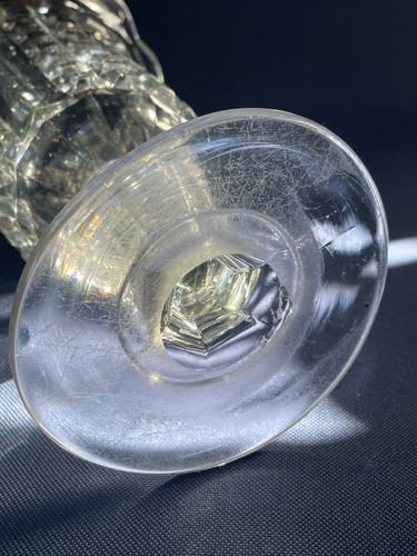Antique Boston & Sandwich Glass Co. clear FLINT glass celery vase WAFFLE c.1850+ - Picture 5 of 14