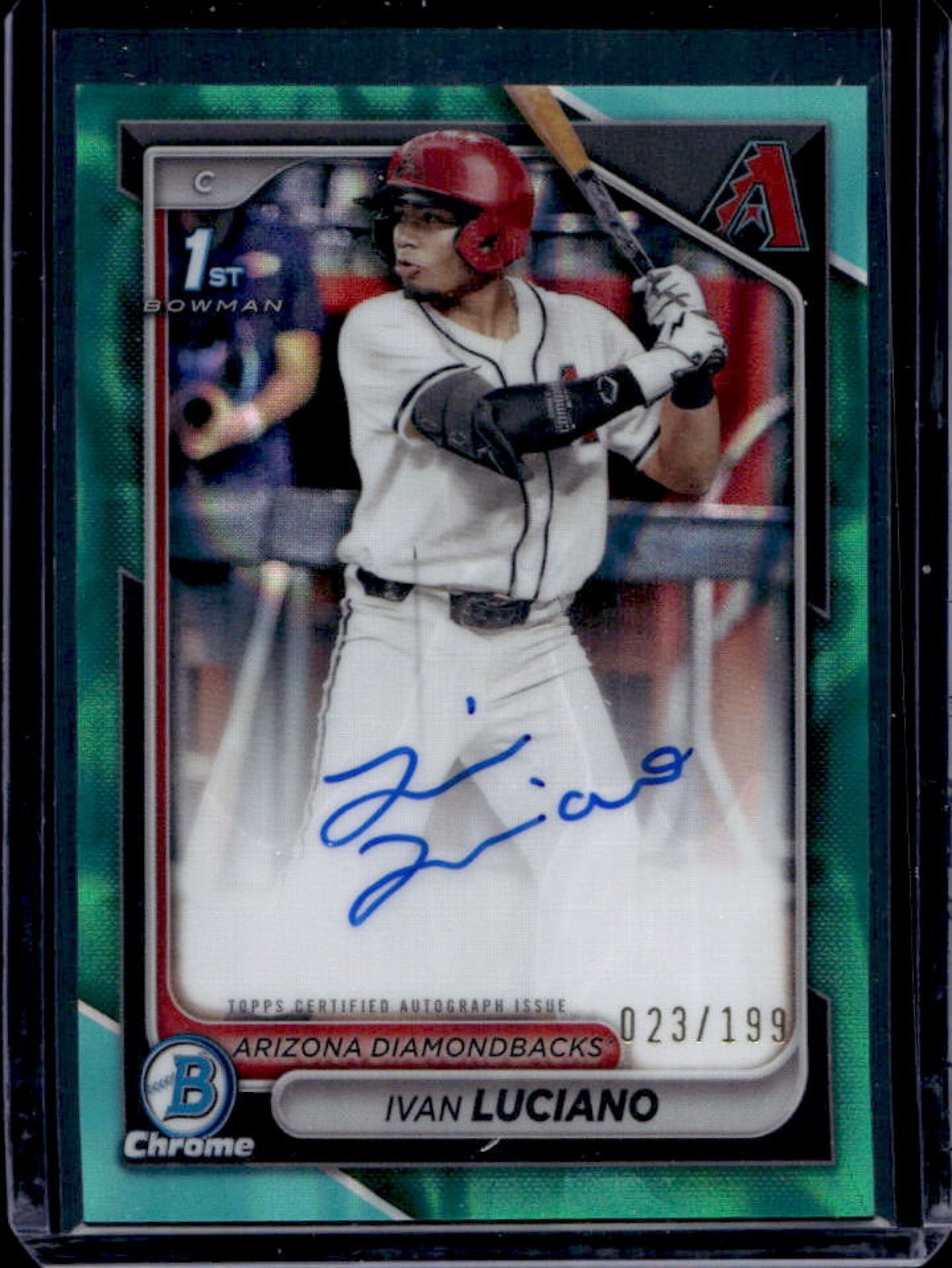 2024 Bowman Draft Ivan Luciano Chrome Auto Aqua Lava Refractor 1st #/199