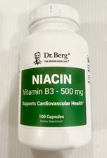 Dr. Berg Niacin Vitamin B3 500Mg Flushing for Heart Health & Energy 100 Capsules