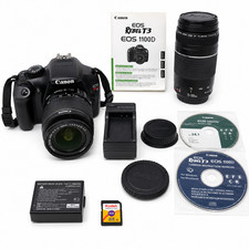 Canon EOS Rebel T3 1100D DSLR Camera Lot 18-55 75-300 Lens Err 30