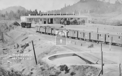Railroad Train Round House Colfax California CA - Reprint