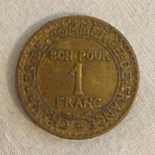 French Bon Pour 1 Franc Token Coin Commerce Industrie 1923 European 20th C