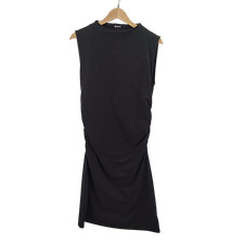 Quince Stretch Cotton Jersey Mock Neck Mini Dress TRUE Black Basic Sleeved L