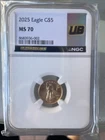 2025 Eagle G$5 MS70 1/10 Oz gold