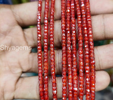 Natural Gemstone Beads, Zircon Faceted Rondelle Shape Beads, Red Zircon Beads,