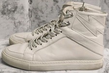 New Zadig  Voltaire ZV1747 High Top Flash White Leather Sneakers Sz 9