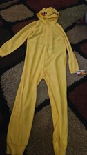 Pikachu Hooded Jumpsuit - Unisex Size L 10/12 Halloween / Cosplay/Pajamas