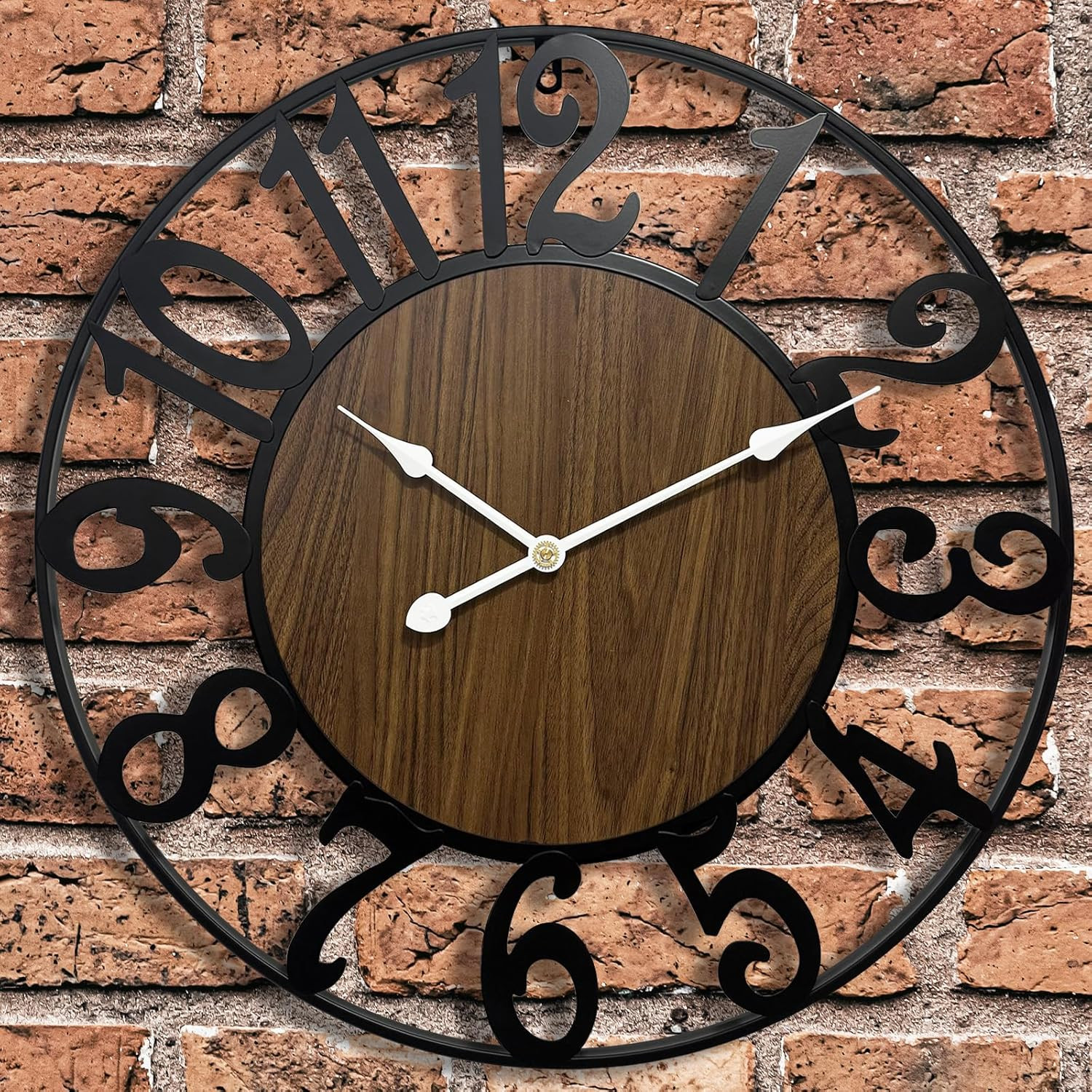 Large Outdoor Clock for Patio 24 Inch Silent Non Ticking Outdoor Wall Clock fo photo