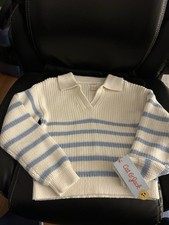 Cat  Jack Girls Sweater XS 4/5 Blue  White New With Tags 