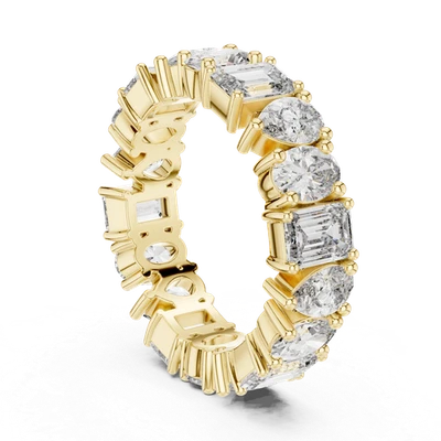 4 kt Smaragd Birne ovaler Diamant zierlicher exquisiter Ewigkeitsring 14 K Go... - Bild 1 von 4