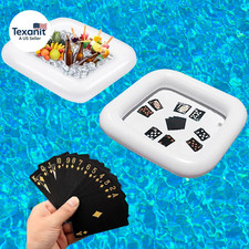 2 PCS Floating Pool Game Table with Waterproof Playing Cards for Summer Pool Par