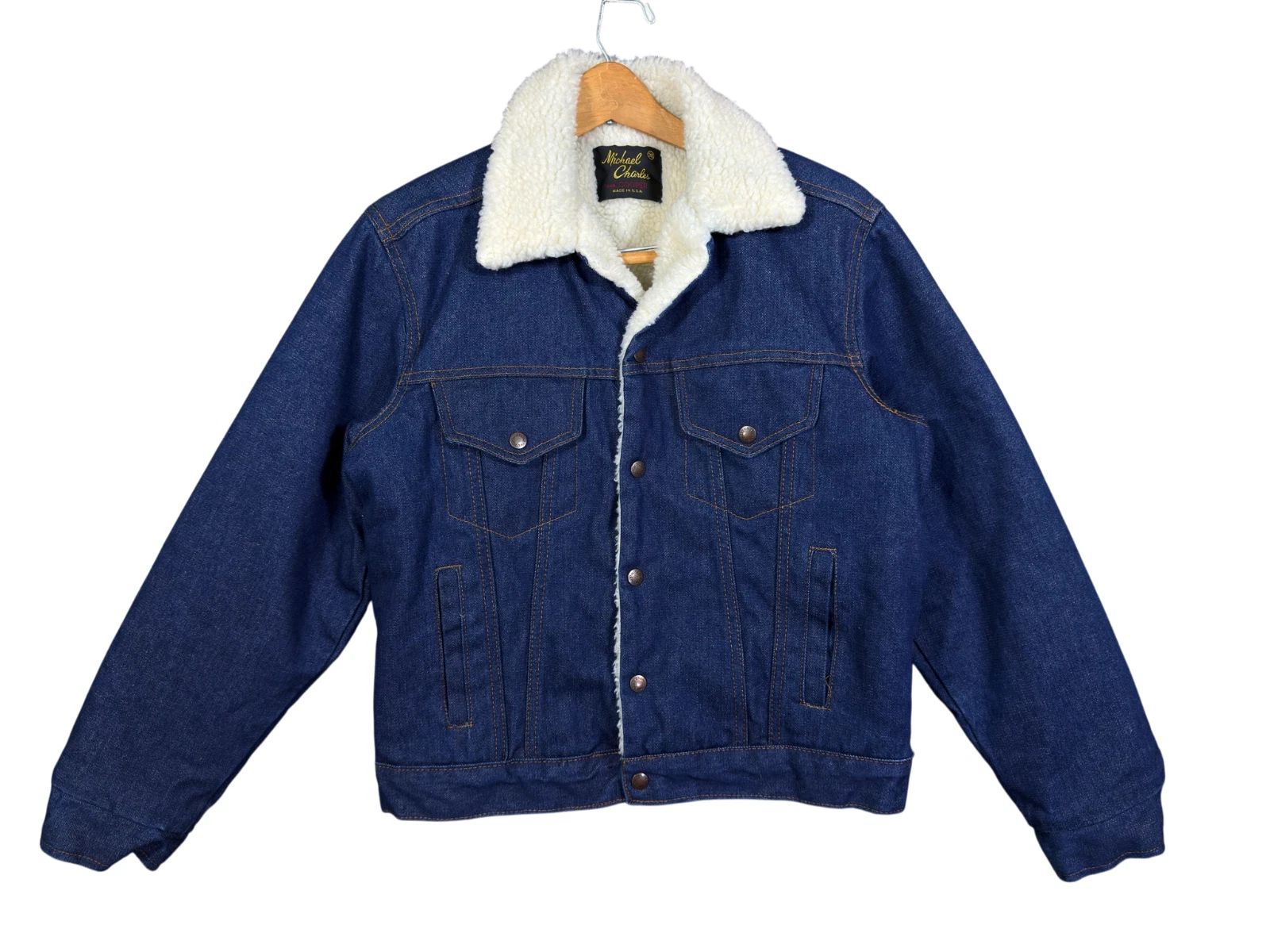 Vintage Michael Charles for Cooper Denim Jacket Sherpa Lined Size 38