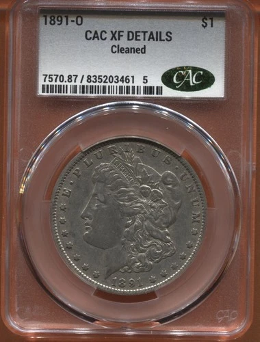 1891-O Morgan Silver Dollar CACG XF, Details cleaned