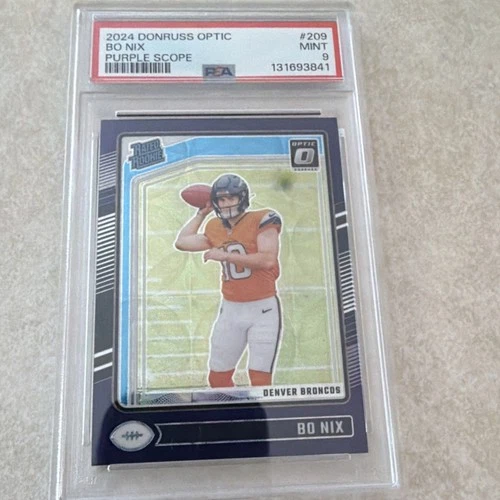 2024 Panini Donruss Optic Rated Rookie Bo Nix #209 Purple Scope PSA 9 Broncos
