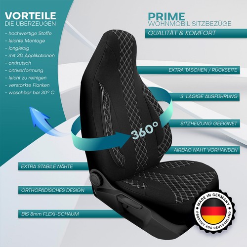 Pilot Wohnmobil Sitzbezüge passend für Xplorer TX (Schwarz-Weiß) - Bild 11 von 11