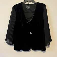 Alex Evenings Women Black Velvet 2-Piece Tank Jacket Twin Set Petite Size LP
