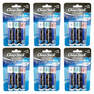 ChapStick 2-in-1 Lipcare SPF 15 Original Black Cherry Cool Mint Lot of 6