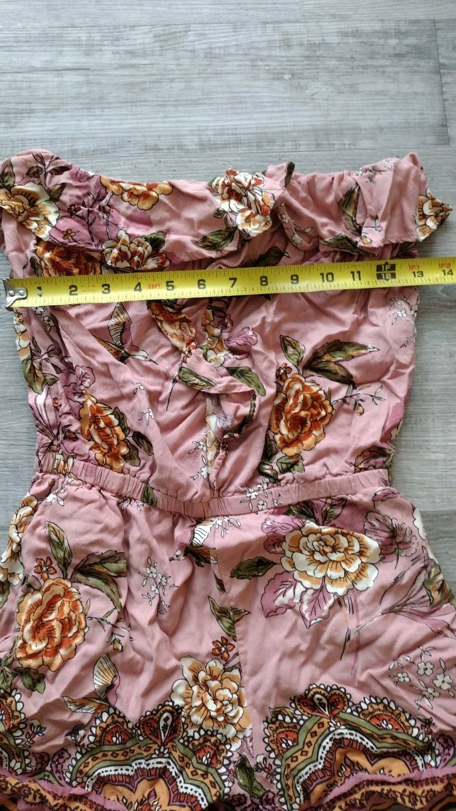 Angie Size Medium Boho Multi-Colored Strapless Ro… - image 4