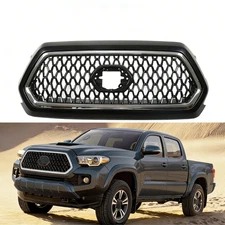 Front Upper Bumper Grille Gloss Black w/Chrome Trim Fits Toyota Tacoma 2016-2023