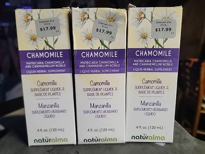 3pk-German and Roman Chamomile, Flower Alcohol-Free Tincture, 4oz Liquid Extract